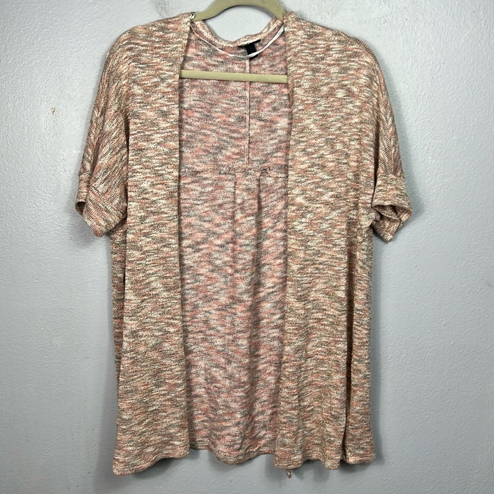 Torrid Space Dye Multicolor Hacci & Lurex Dolman SS  Open Front Cardigan 2X